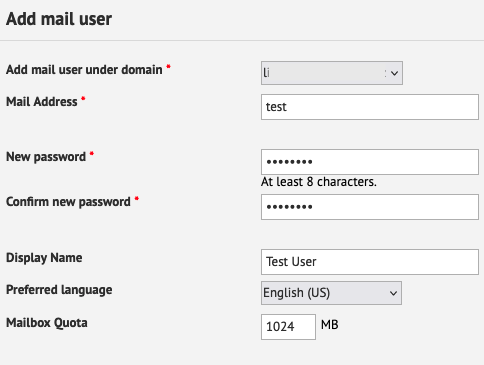 iRedMail User Configuration